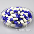 Harde gelatinecapsule lichtblauw en wit